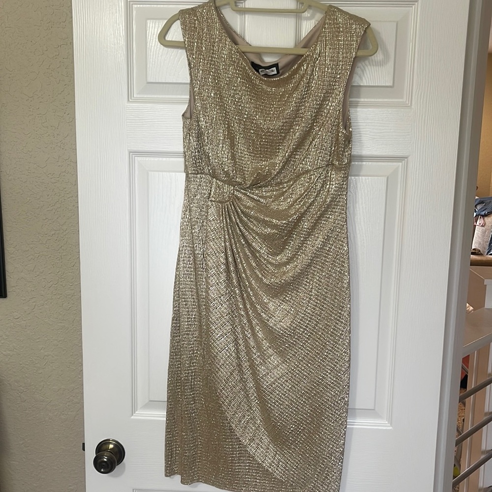 Gold cocktail dress women 8-10 worn once